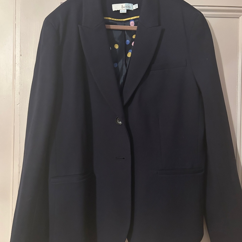 Boden Navy Blazer with Polka Dot Lining